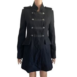Vintage Esprit Pea Coat Womens XS Wool Blend Black Captains Buttons
